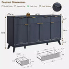 60-Inch Buffet Sideboard Cabinet with 3 Drawers and 4 Doors