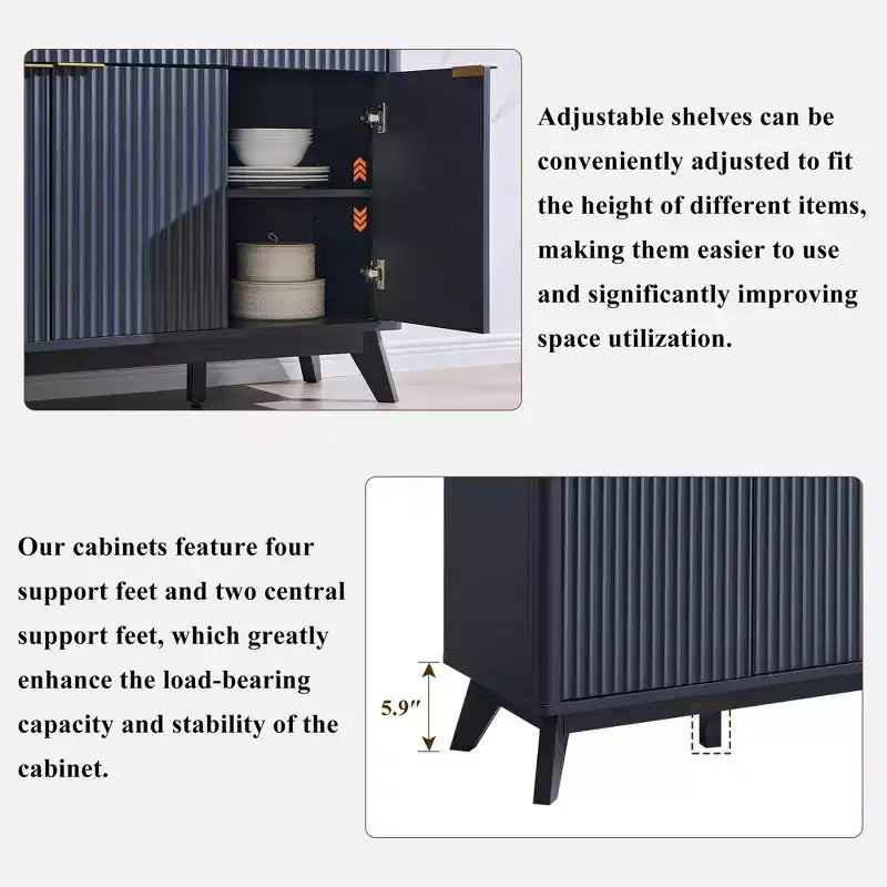 60-Inch Buffet Sideboard Cabinet with 3 Drawers and 4 Doors