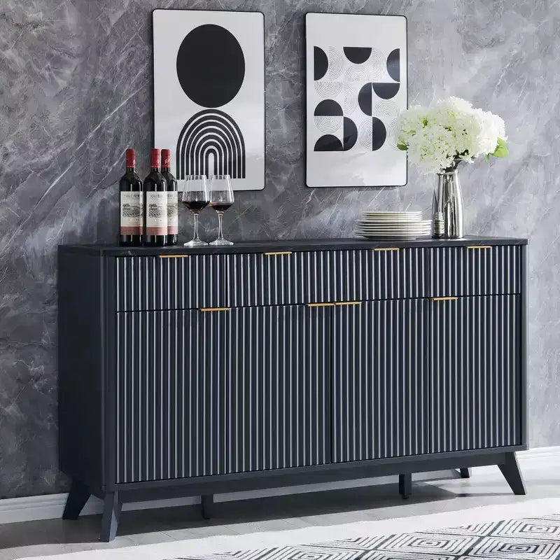 60-Inch Buffet Sideboard Cabinet with 3 Drawers and 4 Doors