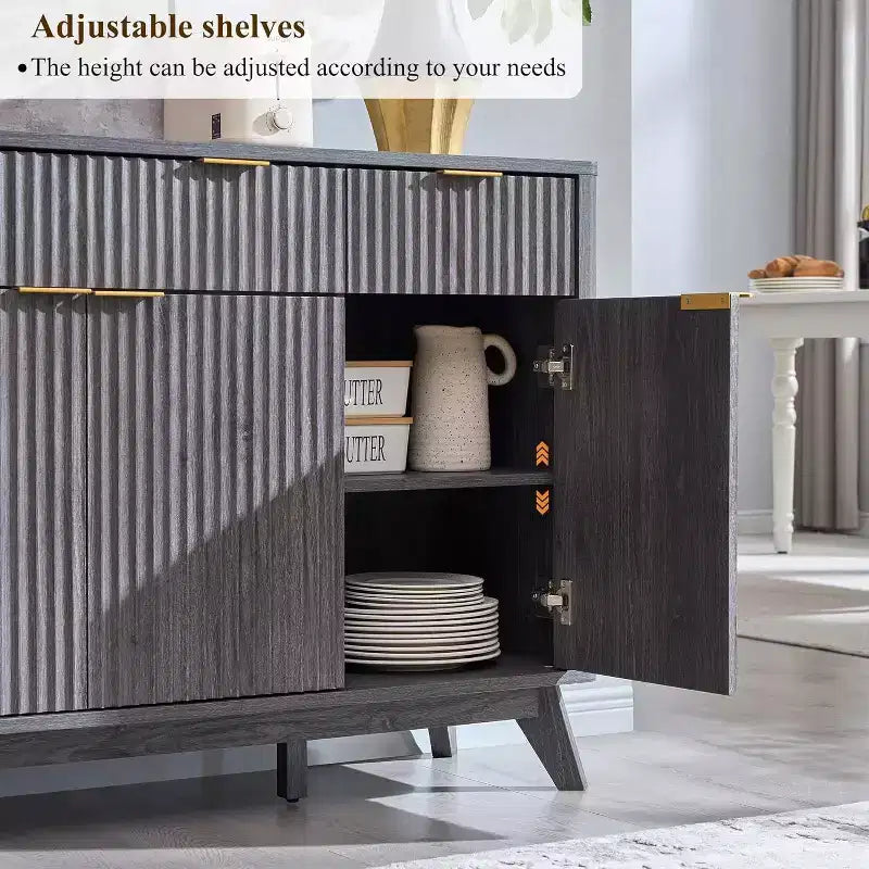 60-Inch Buffet Sideboard Cabinet with 3 Drawers and 4 Doors