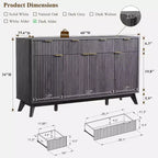 60-Inch Buffet Sideboard Cabinet with 3 Drawers and 4 Doors