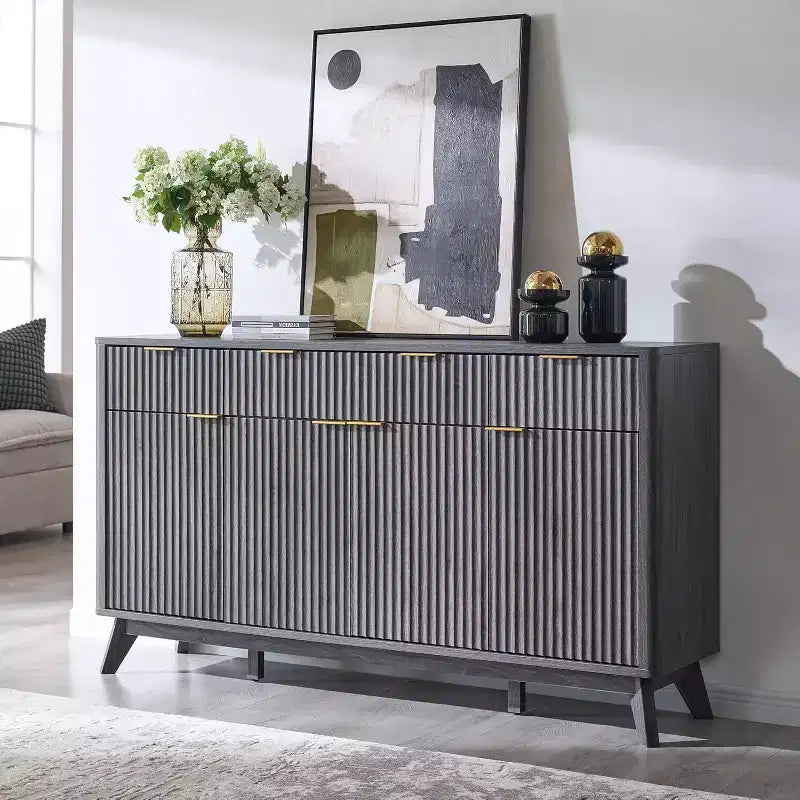 60-Inch Buffet Sideboard Cabinet with 3 Drawers and 4 Doors