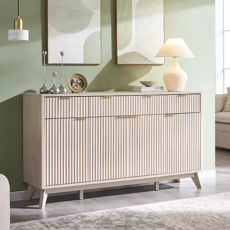 60-Inch Buffet Sideboard Cabinet with 3 Drawers and 4 Doors