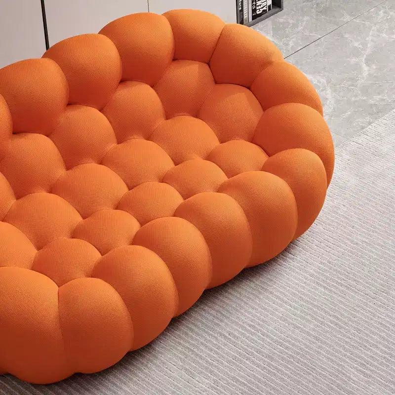 75-Inch Upholstered Loveseat Sofa with Honeycomb Pattern, Orange
