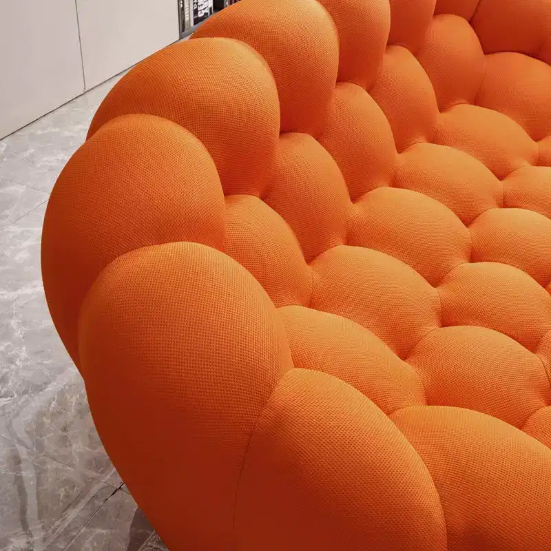 75-Inch Upholstered Loveseat Sofa with Honeycomb Pattern, Orange