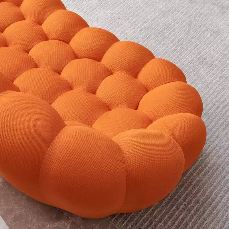 75-Inch Upholstered Loveseat Sofa with Honeycomb Pattern, Orange