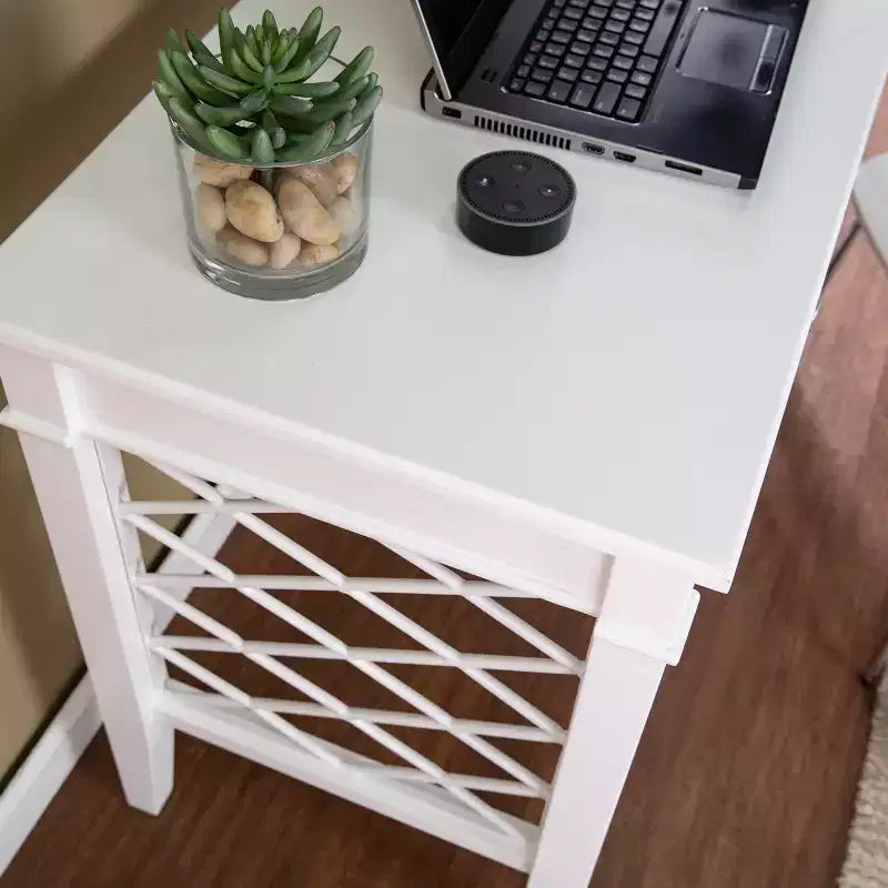 White Writing Desk with Drawers
