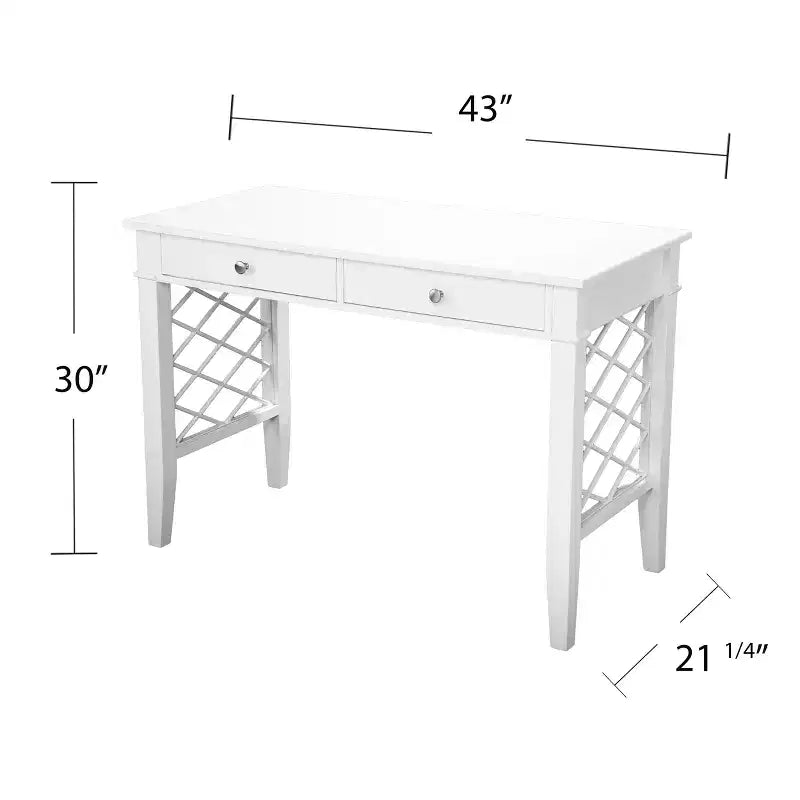 White Writing Desk with Drawers