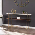 Faux Marble Console Table with Storage - Gold Frame