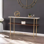 Faux Marble Console Table with Storage - Gold Frame