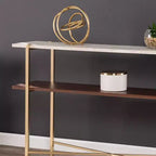 Faux Marble Console Table with Storage - Gold Frame