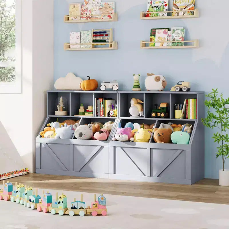 Kids Bookshelf and Toy Storage Organizer