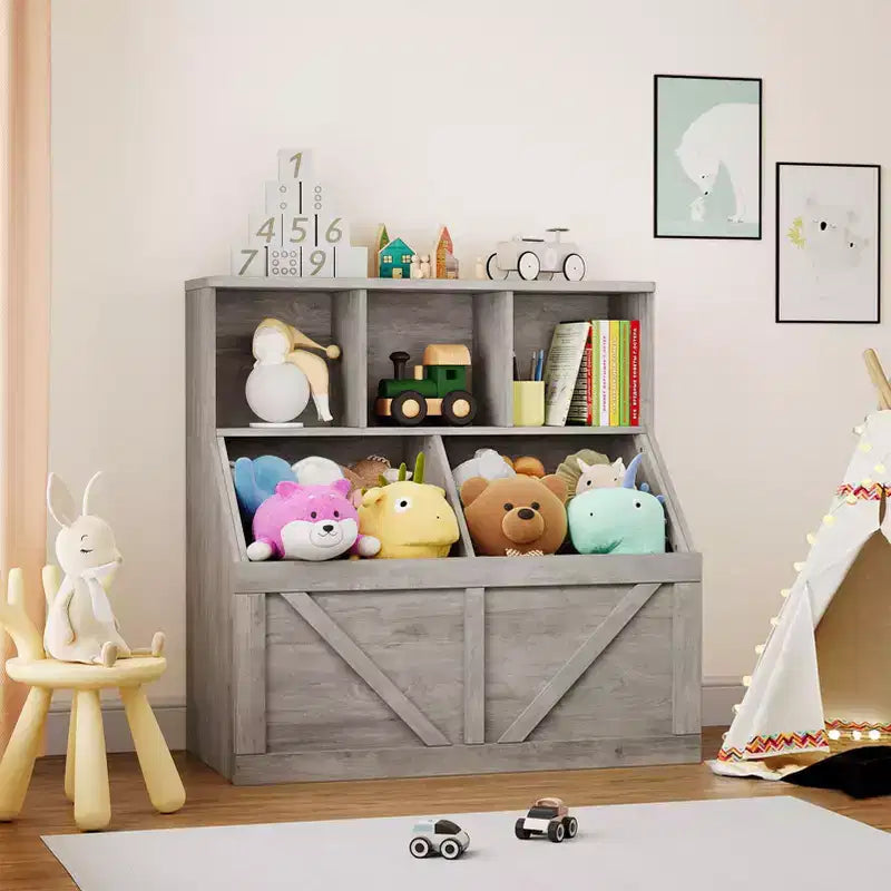 Kids Bookshelf and Toy Storage Organizer