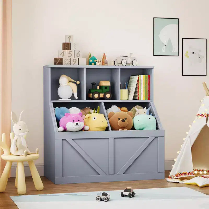 Kids Bookshelf and Toy Storage Organizer