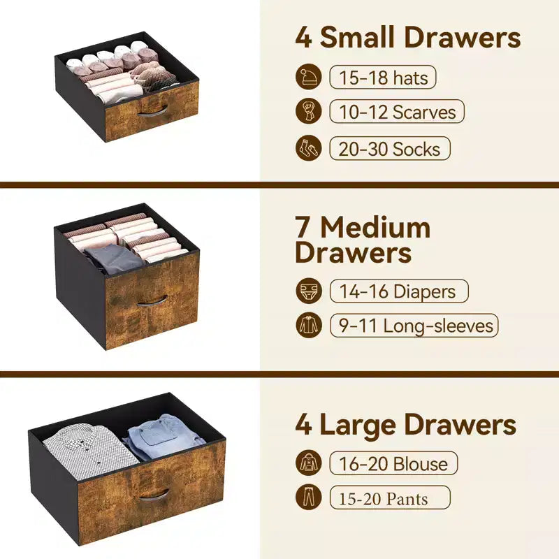 15-Drawer Fabric Dresser with Metal Frame