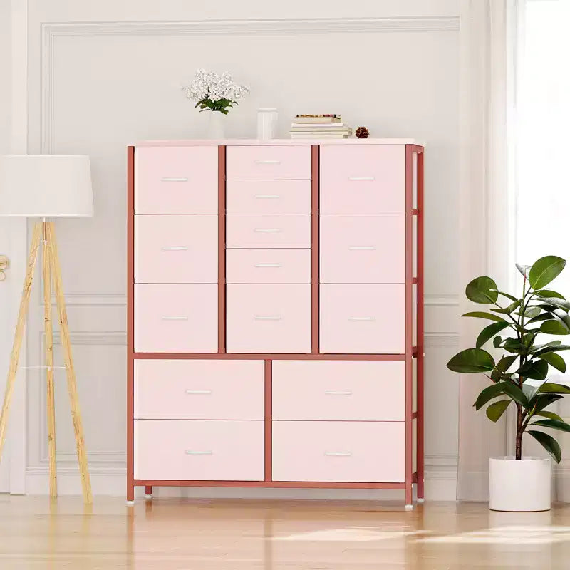 15-Drawer Fabric Dresser with Metal Frame