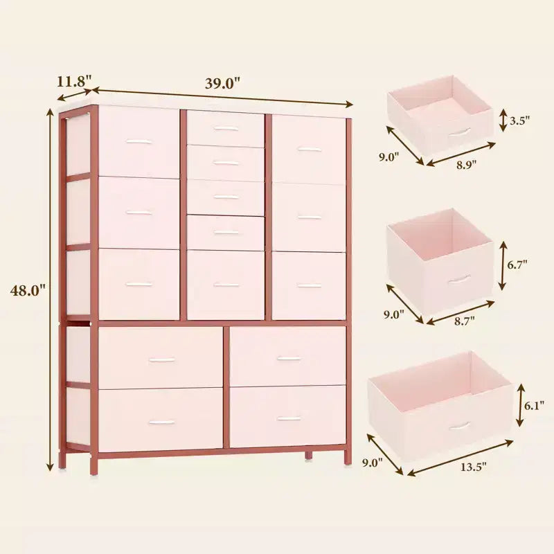 15-Drawer Fabric Dresser with Metal Frame