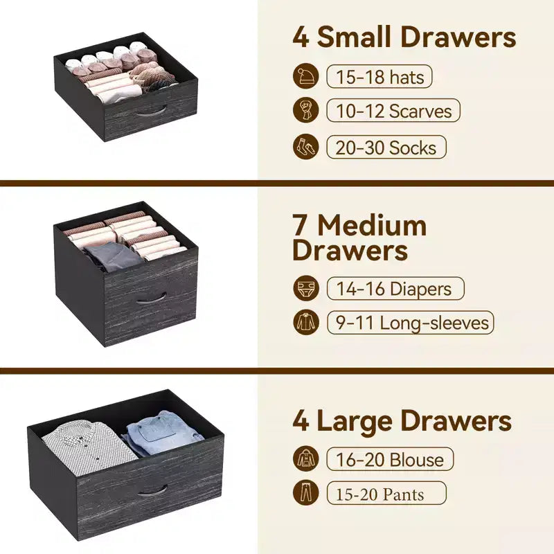 15-Drawer Fabric Dresser with Metal Frame
