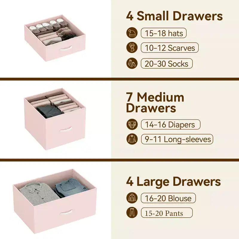 15-Drawer Fabric Dresser with Metal Frame