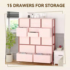 15-Drawer Fabric Dresser with Metal Frame