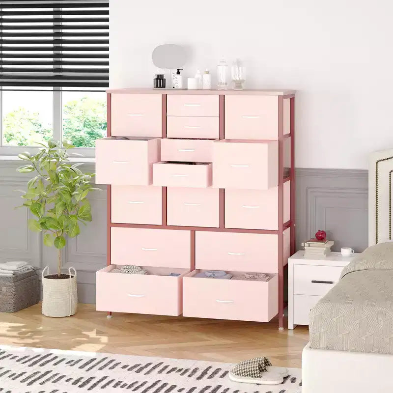 15-Drawer Fabric Dresser with Metal Frame
