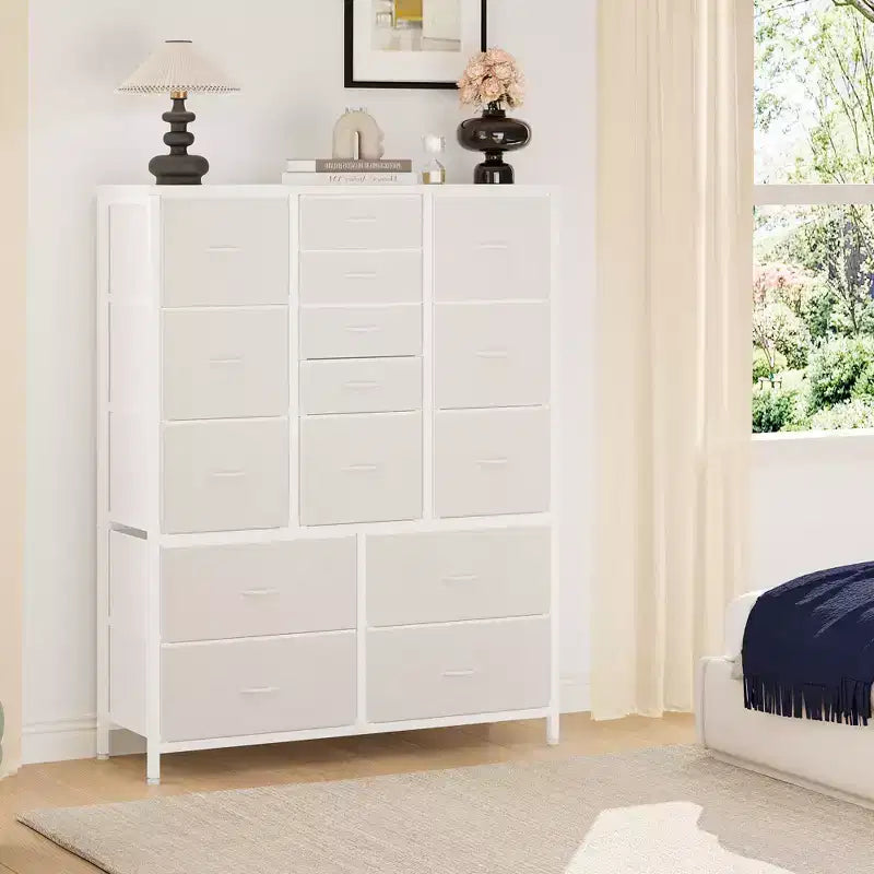 15-Drawer Fabric Dresser with Metal Frame
