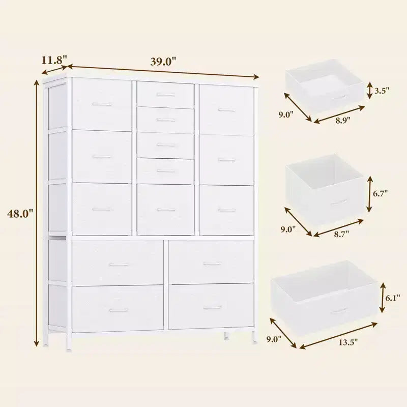 15-Drawer Fabric Dresser with Metal Frame