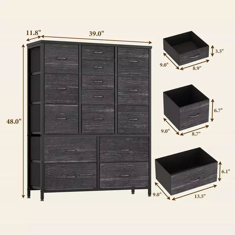 15-Drawer Fabric Dresser with Metal Frame