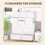 15-Drawer Fabric Dresser with Metal Frame
