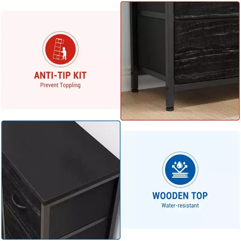 15-Drawer Fabric Dresser with Metal Frame