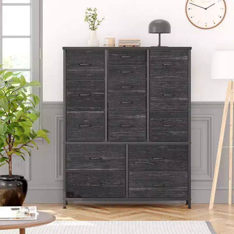 15-Drawer Fabric Dresser with Metal Frame