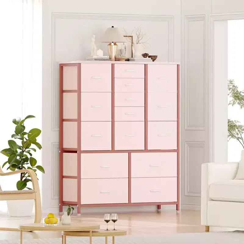 15-Drawer Fabric Dresser with Metal Frame