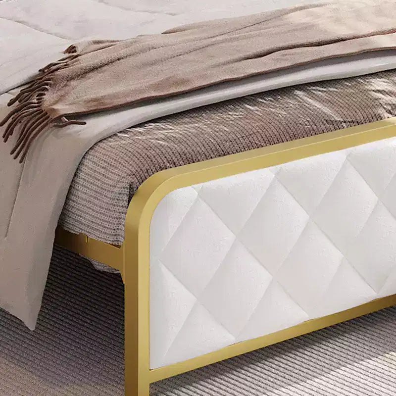 King Size Platform Bed Frame with Charging Station, LED Lights and Velvet Storage Headboard