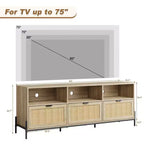 TV Stand for TVs up to 75 Inches with Open Shelf and 3 Drawers, Mid-Century Modern Style