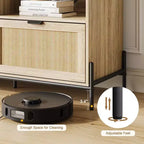TV Stand for TVs up to 75 Inches with Open Shelf and 3 Drawers, Mid-Century Modern Style