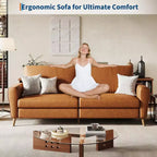 84" 3-Seater Upholstered Sofa with Deep Seat and Wide Armrests, Brown
