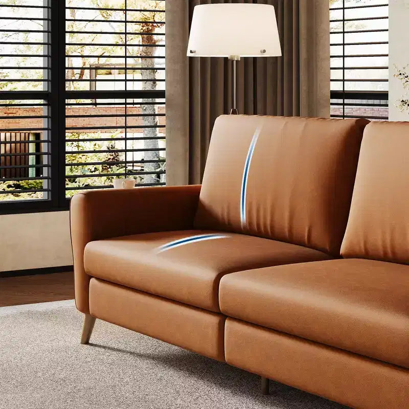 84" 3-Seater Upholstered Sofa with Deep Seat and Wide Armrests, Brown