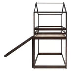 Twin over Twin House-Shaped Bunk Bed with Slide and Ladder