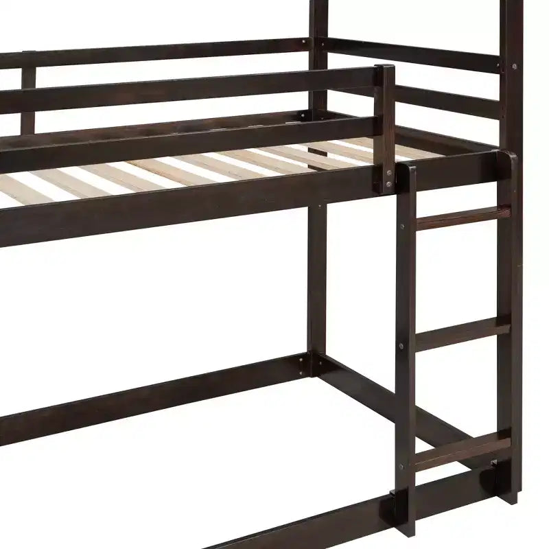 Twin over Twin House-Shaped Bunk Bed with Slide and Ladder