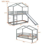 Twin over Twin House-Shaped Bunk Bed with Slide and Ladder