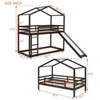 Twin over Twin House-Shaped Bunk Bed with Slide and Ladder