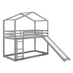 Twin over Twin House-Shaped Bunk Bed with Slide and Ladder