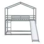 Twin over Twin House-Shaped Bunk Bed with Slide and Ladder