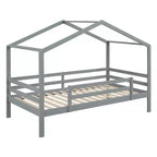 Twin over Twin House-Shaped Bunk Bed with Slide and Ladder