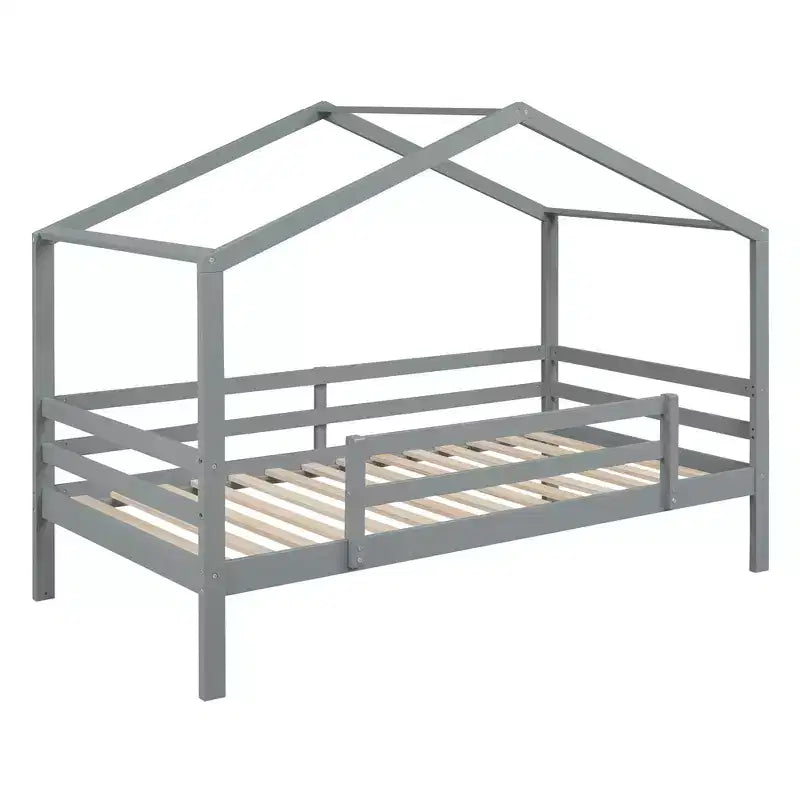 Twin over Twin House-Shaped Bunk Bed with Slide and Ladder