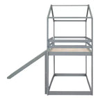 Twin over Twin House-Shaped Bunk Bed with Slide and Ladder