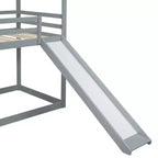 Twin over Twin House-Shaped Bunk Bed with Slide and Ladder