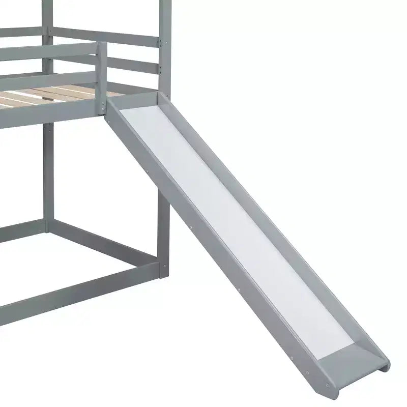 Twin over Twin House-Shaped Bunk Bed with Slide and Ladder
