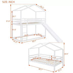 Twin over Twin House-Shaped Bunk Bed with Slide and Ladder