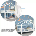 Twin over Twin House-Shaped Bunk Bed with Slide and Ladder